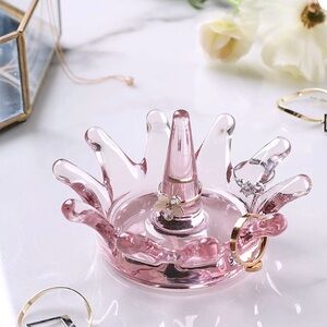 Pink Glass Crown Ring Holder Cottagecore Grandmacore Princess